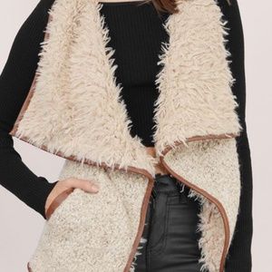 Anthropologie Tan Faux Fur Vest